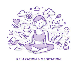 Fototapeta na wymiar Relaxation and Meditation Doodle