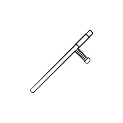 Police baton hand drawn outline doodle icon. Rubber truncheon as police patrol and law enforcement concept. Vector sketch illustration for print, web, mobile and infographics on white background.