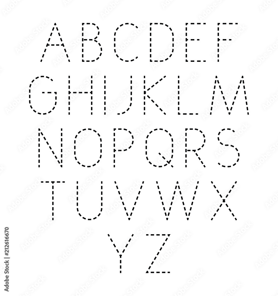 Poster vector dotted line font. modern geometric stylized letters.