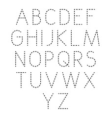 Vector dotted line font. Modern geometric stylized letters.
