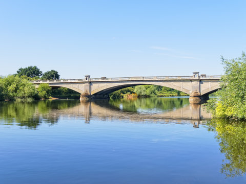 Cloudless summer morning at Gunthorpe Bridge on the River Trent in Nottinghamshire