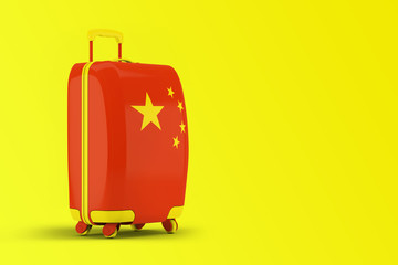 Travel suitcase with China country flag (3d illustration)