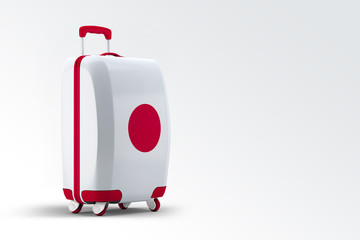 Travel suitcase with Russia country flag (3d illustration)