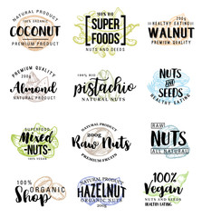 Obraz premium Nuts and beans vector lettering