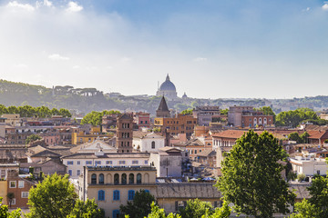 Fototapeta na wymiar Panorama of Rome, Italy. View from Orange Garden