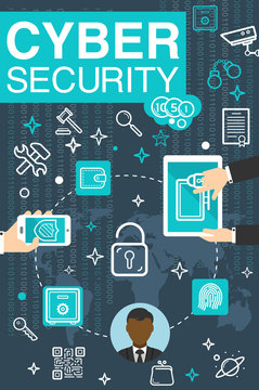 Vector Poster Of Online Cyber Security