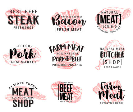 Vector sketch lettering for meat products