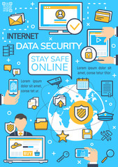 Vector poster of internet data security technology