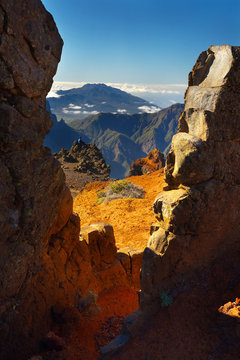 Landscape above the crater Caldera de Taburiente, Island of La Palma, Canary Islands, Spain