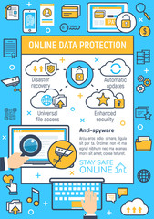 Vector poster of internet online data protection