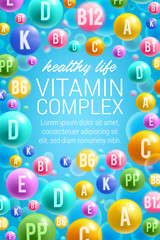 Vector poster of vitamins and multivitamins