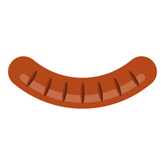 Fried sausage. Roasted sausage. Grilled sausage. Vector illustration isolated on white background.