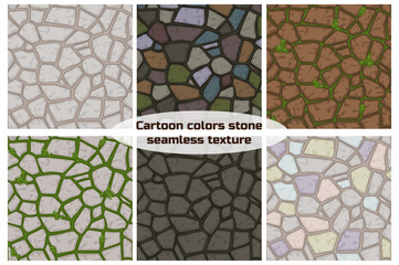Fototapeta premium Big set cartoon color stone texture