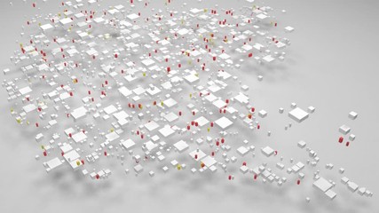 Map of Montenegro - Europe | 3d Rendering, mosaic of little bricks - White and flag colors. A number of 4214 little boxes are accurately inserted into the mosaic