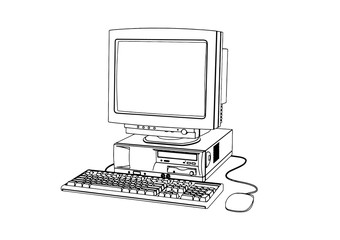 sketch of old computer vector