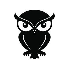 Icon owl. Flat sign owl. Isolated black logo owl on white background. Vector Illustration