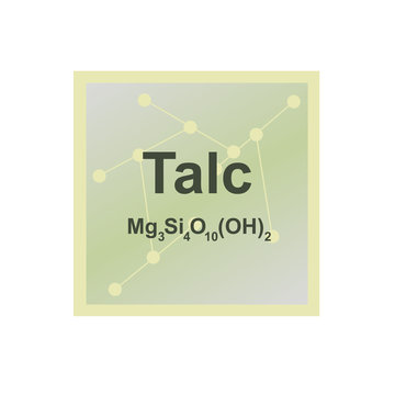 Vector symbol of Talc or Talcum from the Mohs scale of mineral hardness on the background from connected molecules