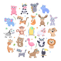 Cute animals set.
