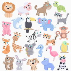 Cute animals set.