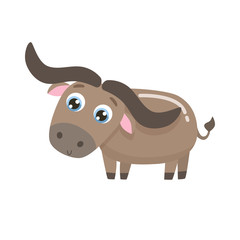Cute buffalo vector illustration. Flat design. - 212619478