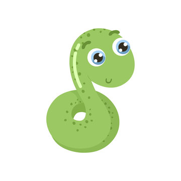 Cute cartoon snake vector illustration.