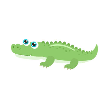 Cute crocodile vector illustration. Flat design.