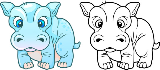 cartoon cute little hippopotamus, funny design illustration

