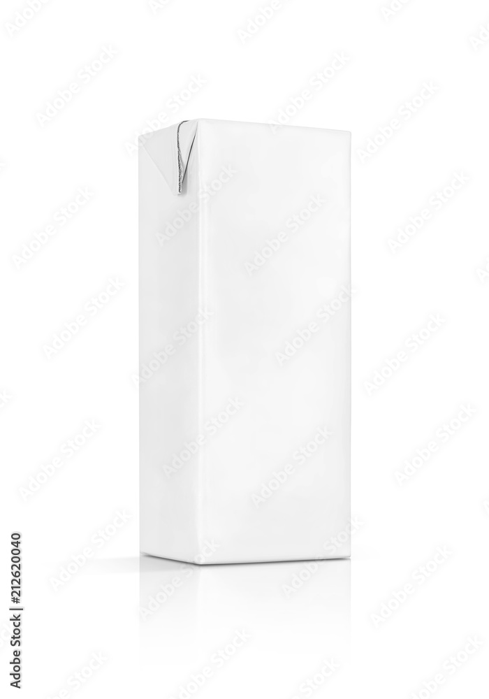 Wall mural blank packaging milk box isolated on white background