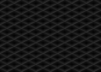 Vector black embossed pattern plastic grid seamless background. Diamond shape cell endless texture. Web page fill dark geometric pattern.