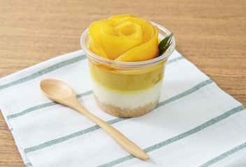 Homemade Cheesecake with Ripe and Sweet Mango