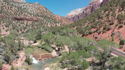 Obraz premium Aerial panorama of Zion National Park landscape, Utah
