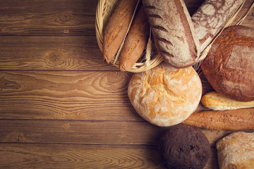 bread in stock on a wooden table