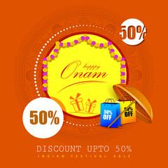 Happy Onam Big Shopping Sale Advertisement background for Festival of South India Kerala