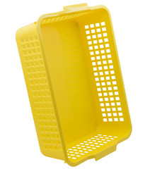 Empty plastic basket isolated on white