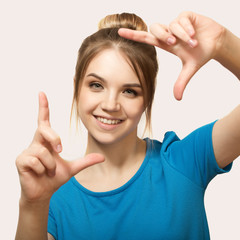 Fototapeta premium the girl is smiling. close-up. Selfie