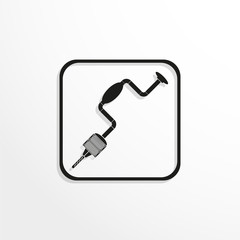 Cordless drill of the old sample. Vector icon.