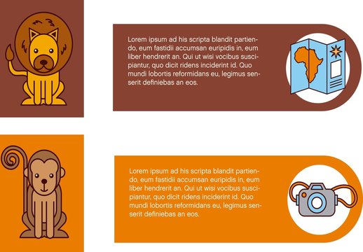 Brown Orange Green Cute Animal Cartoon Sticker Set