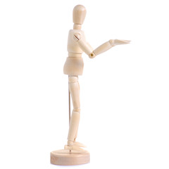 Wooden figure of a man on a white background isolation