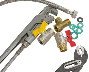 Obraz na płótnie Canvas plumbing accessories and tools