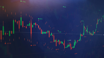 Futuristic stock exchange scene with chart and numbers (3D illustration)