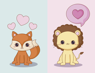 Kawaii animals and love design