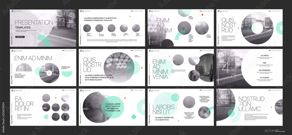 Poster presentation template. green geometric elements for slide presentations on a white background. use a
