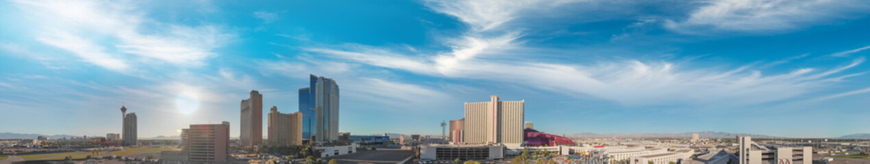 Las Vegas, Nevada. Aerial view at sunset, city panorama