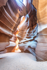 Interior of Antelope Canyon with light games
