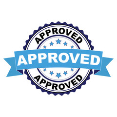 Fototapeta premium Blue black rubber stamp with Approved concept