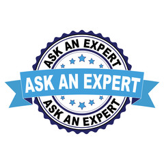 Obraz premium Blue black rubber stamp with Ask an expert concept