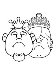 gesichter prinz könig paar pärchen liebe prinzessin königin krone weiblich hübsch großer kopf kleine frau mädchen traurig weinen heulen tränen unglücklich depressiv clipart comic cartoon