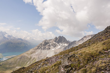 St. Moritz, Piz Albana, Piz Julier, Piz Nair, Corvatsch, Silvaplanersee, Seenplatte, Wanderweg, Oberengadin, Engadin, Alpen, Graub&uuml;nden, Sommer, Schweiz