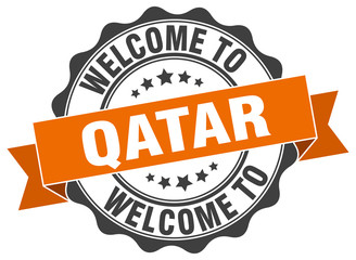 Fototapeta premium Qatar round ribbon seal