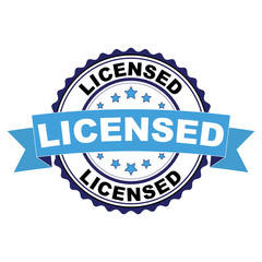 Blue black rubber stamp with Licensed concept